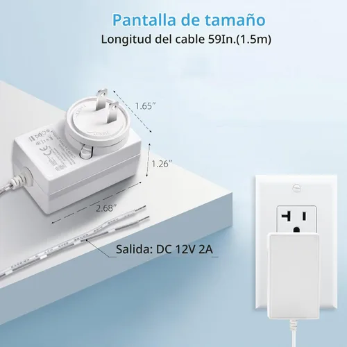 Vista 6 de Adaptador de fuente de alimentación de 12 V, 2 A, convertidor de 24 W CA/CC de 100 V-240 V a 12 voltios y extremos de cable desnudo + terminales