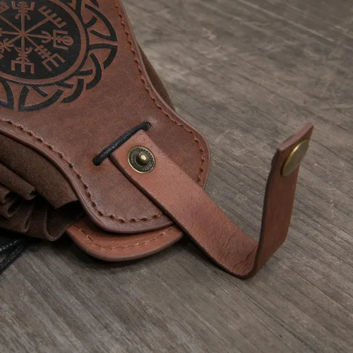 Vista 8 de Riñonera para cinturón, riñonera medieval, vintage, de cuero, funda para teléfono celular, funda para cinturón, bolsillo, casual, senderismo