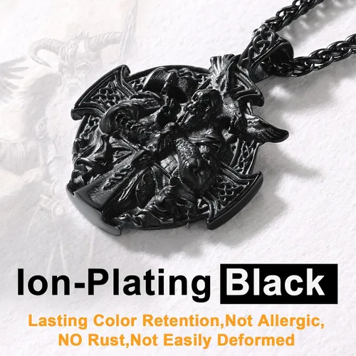 Vista 7 de U7 Wiccan Necklace Pagan Pendant Men Women Stainless SteelBlack18K Gold Plated PentagramNorse VikingRaven Occult Necklaces