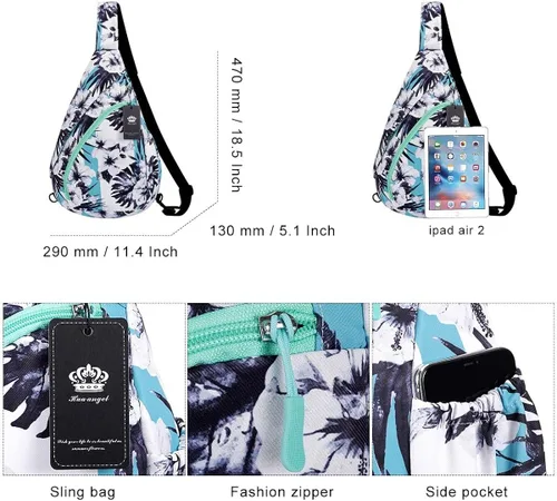 Vista 3 de HUA ANGEL Bolso bandolera para hombres y mujeres, mochila casual para viajes, senderismo, gimnasio