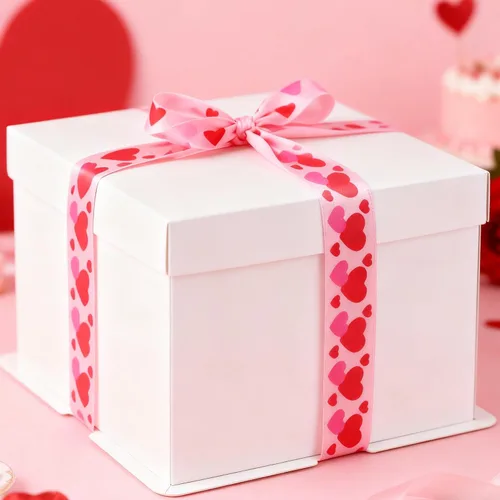 Vista 3 de Meseey Rollo de cintas para el día de San Valentín de 50 yardas, cinta decorativa de corazón rosa de 5/8 pulgadas para bodas, envoltura de regalos