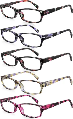 Vista 10 de Reading Glasses for Women, Rectangle Readers for Women with Blue Light Blocking Spring Hinge Eyeglasses UV Filter
