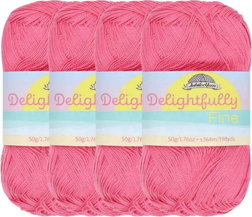 Vista 67 de JubileeYarn - Ovillo de hilo deliciosamente fino, 1.76 oz/madeja de rayón de bambú, color rosa polvo, 4 madejas