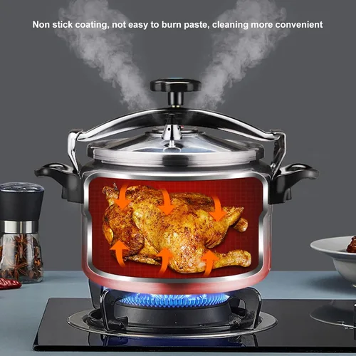 Vista 4 de Olla a presión de cuarto de galón, olla de aluminio con manómetro y estante de cocina para uso familiar o comercial (3L)