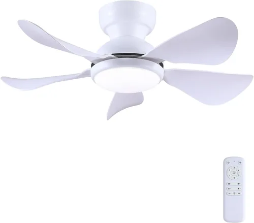 Vista 28 de Kviflon Ventiladores de techo de 46 pulgadas modernos con luces, ventilador de techo de montaje empotrado con control remoto/APP, 3 aspas curvas