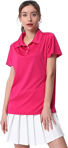 Vista 2 de Camiseta polo para mujer, camiseta de golf Dry Fit que absorbe la humedad, manga corta, deportiva, ropa deportiva, cuello con botones, entrenamiento