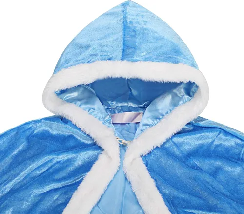 Vista 4 de SATINIOR Disfraz de princesa de piel con capucha de 4 piezas para niñas, disfraces de princesa, accesorios de fiesta