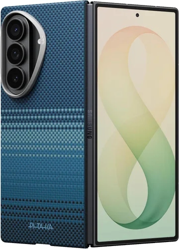 Vista 14 de pitaka Funda para Z Fold 8, sensación sin funda, tejido de aramida, negro Negro/Gris (Sarga)