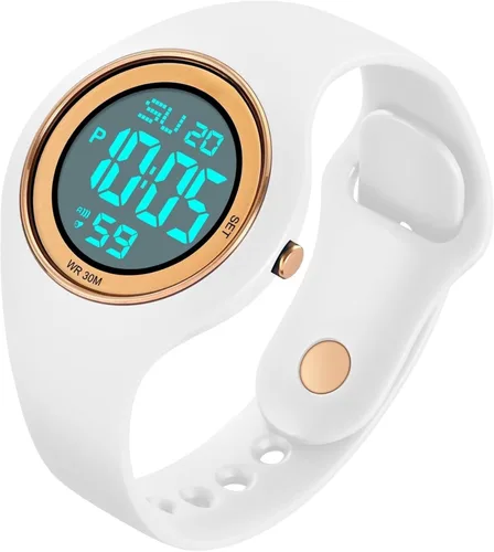 Vista 9 de Reloj deportivo digital para hombres y mujeres, reloj de pulsera LED con pantalla de doble hora, impermeable, unisex, diseño negro, para uso diario