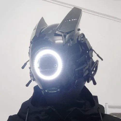 Vista 4 de Máscara de cosplay para hombres y mujeres, tecnología punk futurista, máscara de cosplay de Halloween, accesorios para fiestas y festivales de música