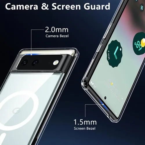 Vista 4 de TIANNIUKE Funda Magnética para Google Pixel 6, Transparente y Resistente al Amarilleo, Compatible con MagSafe, Funda Protectora Antigolpes de Ajuste