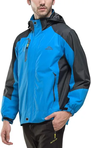 Vista 2 de Chaqueta impermeable para hombre con capucha y resistente al viento, para senderismo, pesca