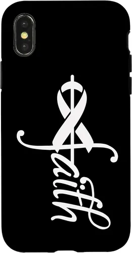 Vista 4 de iPhone 15 Faith Cancer Support - Estuche de concientización sobre el cáncer de pulmón con cinta