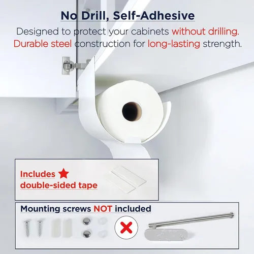 Vista 5 de Soporte para toallas de papel, para debajo del gabinete, estante colgante autoadhesivo sin taladro, fácil de rasgar, dispensador de rollos de cocina