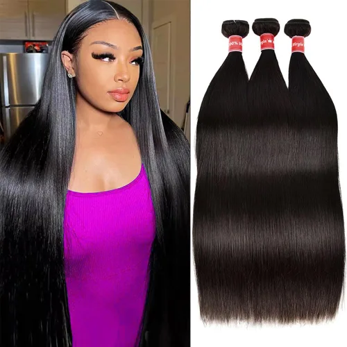 Vista 12 de Manojos de cabello humano lacio de 16, 18, 20 pulgadas, 12A, extensiones de cabello humano virgen brasileño 100% sin procesar, extensiones