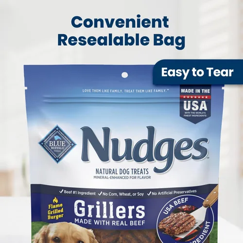 Vista 4 de Blue Buffalo Nudges Grillers - Golosinas naturales para perros, carne de res, 16 onzas