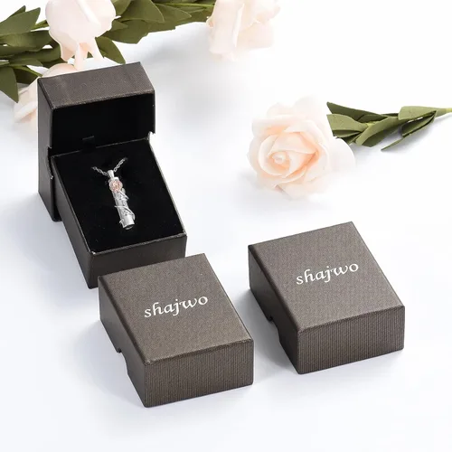 Vista 7 de Shajwo - Collar de urna con flor de rosa para cenizas, joyería de cremación para mujeres y niñas, dije conmemorativo, colgante de urna para cenizas