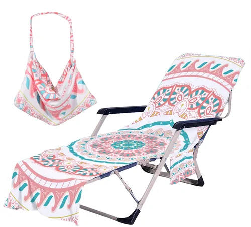Vista 13 de Todo el Mundo Necesita Vitamina del Mar Funda para Silla de Playa con Bolsillos Laterales, Toalla Gruesa y de Secado Rápido para Tumbona, Piscina