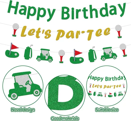 Vista 3 de Cartel de cumpleaños de decoración de golf, suministros de decoración de fiesta temática de golf, decoración de fiesta temática de cumpleaños