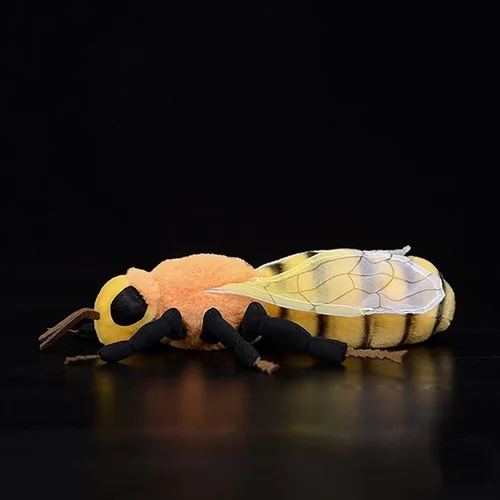 Vista 4 de Juguete de peluche grande de abeja - Animales de peluche realistas de abeja de 16 pulgadas, juguetes de abeja con alas grandes realistas, juguete