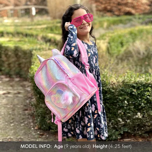 Vista 3 de Mibasies - Mochila de unicornio para niñas con diseño de arcoiris