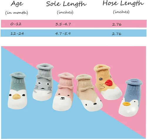 Vista 7 de Calcetines de bebé con agarre antideslizantes para niñas y niños pequeños calcetines de algodón para tobillo