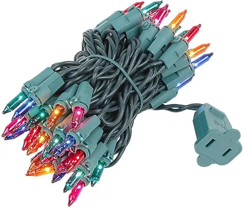 Vista 9 de Novelty Lights 11 pies 50 bombillas Luces mini tradicionales incandescentes, transparentes en cable verde con espaciado de 2.5", grado comercial