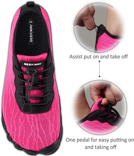 Vista 5 de SEEKWAY Zapatos de agua de secado rápido Descalzos Deportes Aqua Playa Piscina Natación Río Lago Senderismo Kayak Surf Hombres Mujeres AB006 Rosy