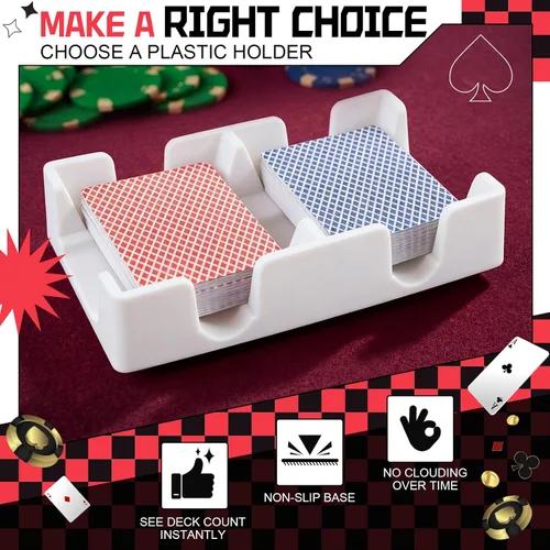 Vista 5 de Tarjetero para jugar a las cartas, giratorio 360, 2 cubiertas Blanco