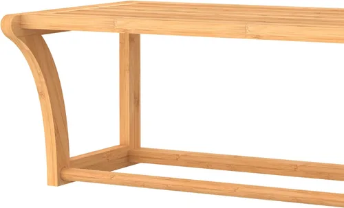 Vista 7 de ClosetMaid Estante de pared de bambú con toallero, estantes de almacenamiento de montaje en pared, estante organizador, acabado natural