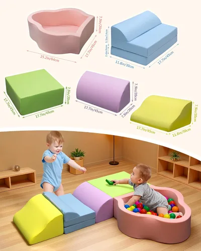 Vista 4 de Markdang - Juego de juegos suaves, bloques de escalada de espuma para bebés con parte inferior de partículas antideslizantes para niños de 6 a 24