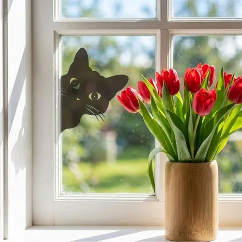 Vista 5 de Black Cat Fence Decor Metal Cats Yard Art Outdoor and Garden, Metal Cats Silhouette Garden Decor for Outside Lawn Patio Courtyard, Cute Kitty Fence
