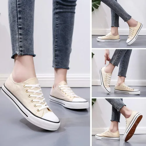 Vista 6 de Adokoo - Tenis informales de lona para mujer, caña baja, con cordones, cómodos, para caminar
