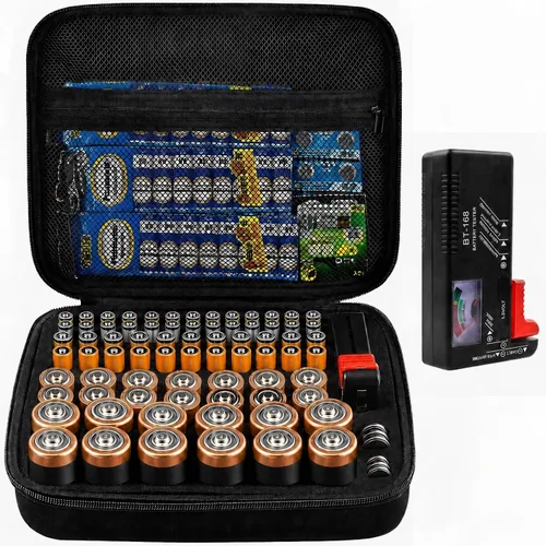 Vista 15 de Comecase - Funda organizadora de baterías para 48 pilas AA, EVA dura