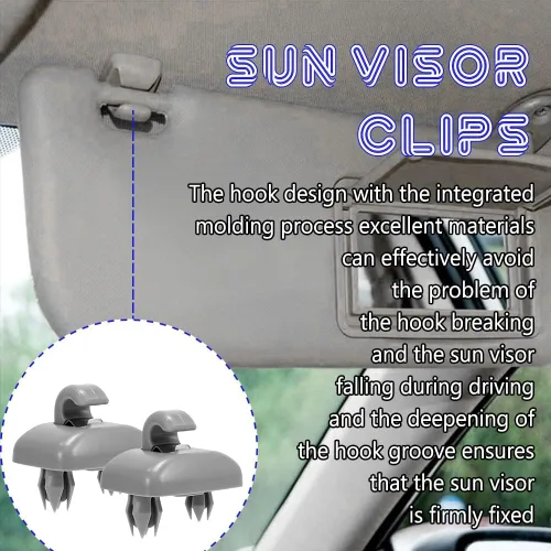 Vista 7 de HAOBO 2 clips interiores para visera solar, soporte de clip para visera interior gris, accesorios interiores de automóvil, gancho compatible