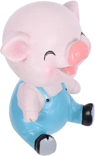 Vista 3 de EXCEART Adorno de cerdo con forma de cabeza de bobblehead, decoración de cerdito tembloroso para tablero de instrumentos de automóvil, escritorio