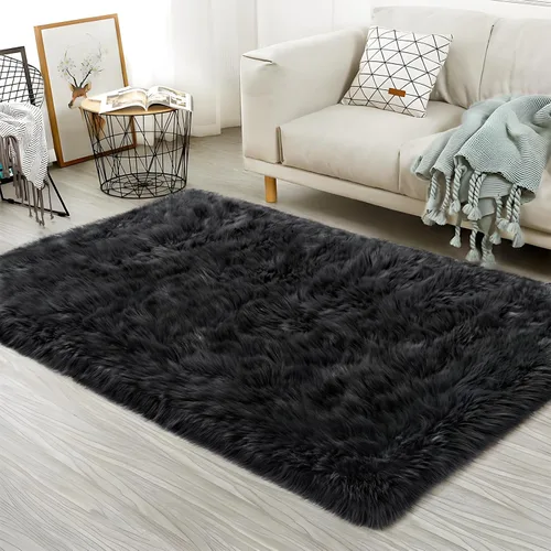 Vista 39 de Ciicool Alfombras de Piel de Oveja Sintética Suaves Alfombra de Piel Sintética Suave Beige Alfombra Esponjosa Funda para Silla y Sofá Alfombra