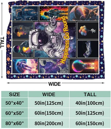 Vista 3 de Manta de astronauta de franela de galaxia espacial, manta de felpa acogedora decoración del universo cósmico, manta de forro polar, regalos