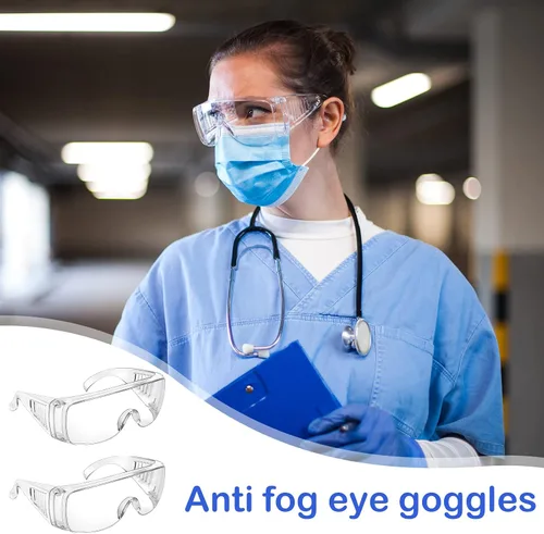 Vista 6 de Queekay Gafas de seguridad sobre anteojos Gafas de protección contra polvo, impacto y arañazos para hombres, mujeres, enfermeras, trabajadores