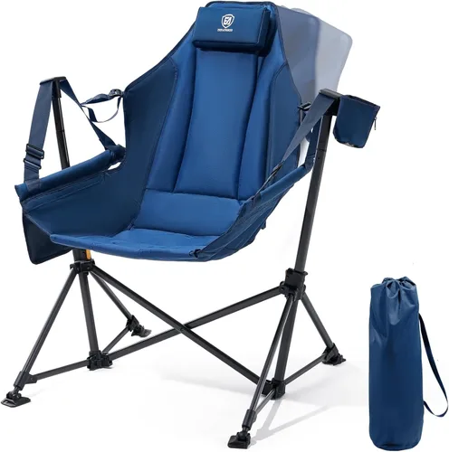 Vista 11 de EVER ADVANCED Hamaca acolchada de gran tamaño, silla columpio compacta y resistente con múltiples bolsillos de almacenamiento, silla mecedora