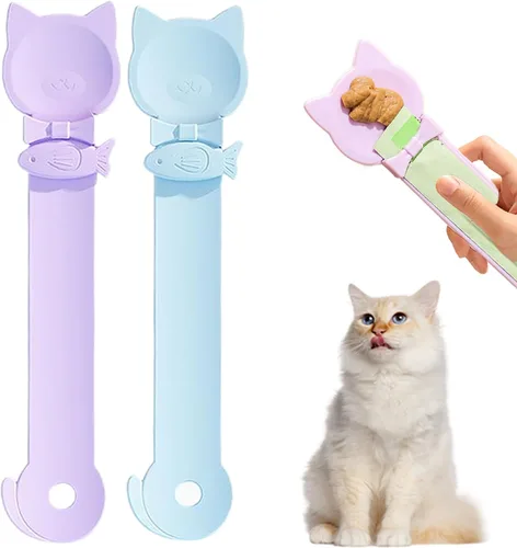 Vista 8 de PETPAWLOVELY-1 unidad Cuchara para Golosinas de Gatos con Exprimidor, Cuchara Dispensadora de Tiras para Gatos, Cuchara Dispensadora Multifunción 1