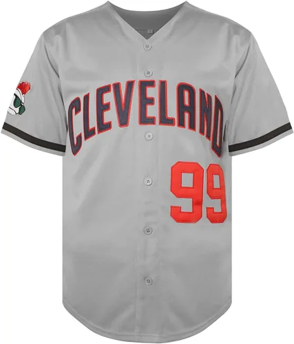 Vista 2 de Ricky Vaughn 99 - Camiseta de béisbol de la película para hombre, estilo hip hop, ropa de los años 90, camiseta cosida para fanáticos