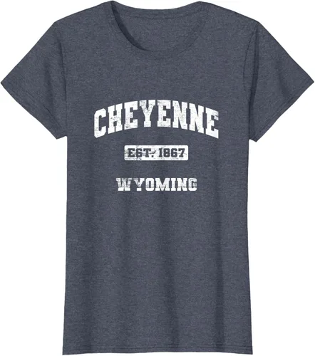 Vista 14 de Cheyenne Wyoming WY vintage state Camiseta de estilo atlético, Negro