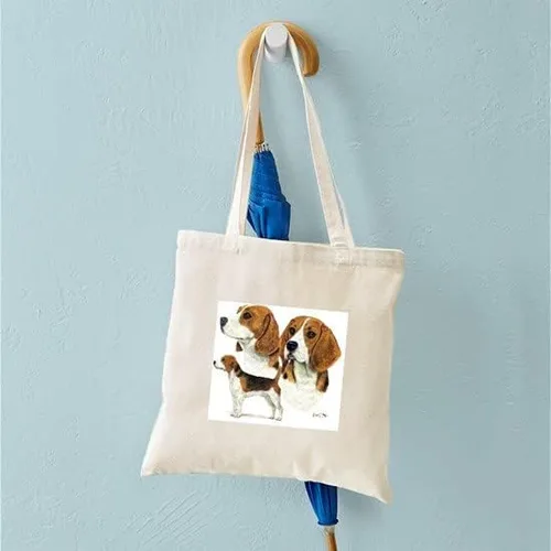 Vista 4 de CafePress Beagle - Bolso de mano múltiple de lona natural bolsa de compras reutilizable