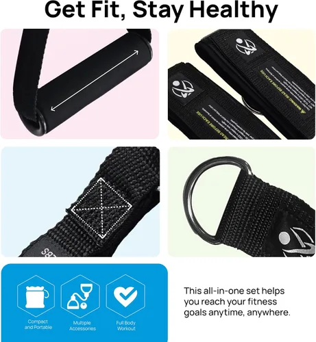 Vista 3 de INEVIFIT Juego de Bandas de Resistencia, 150 LBS Bandas de Entrenamiento Apilables para Fuerza, Yoga, Pilates y Entrenamiento Completo del Cuerpo