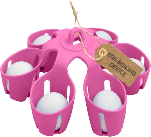 Vista 2 de Accesorio de silicona para hervir huevos, cocina 6 huevos a la vez, apto para lavavajillas, soporte para huevos duros, hace huevos duros o blandos