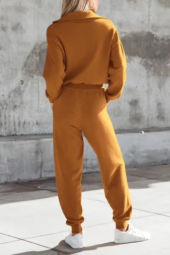 Vista 100 de PRETTYGARDEN Conjunto de suéter de 2 piezas para mujer, sudadera con cremallera, pantalones deportivos, ropa casual