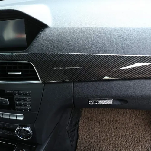 Vista 6 de Panel de cubierta de tablero de consola central de automóvil estilo fibra de carbono ABS para Mercedes Benz Clase C W204 2010-2013 Accesorios