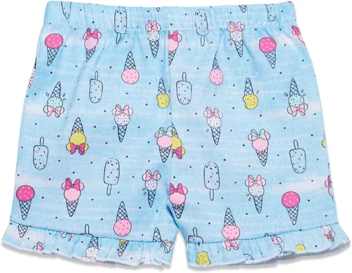 Vista 10 de Disney Minnie Mouse - Conjunto de camiseta floral arcoíris y pantalones cortos de cambray, tallas de bebé a niño grande (12 meses - 14-16)