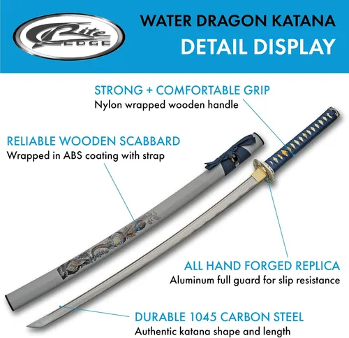 Vista 2 de SZCO 39 inch Carbon Steel Replica Katana Sword with ABS Printed Scabbard